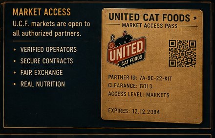 U.C.F. market access pass with QR code, clearance gold