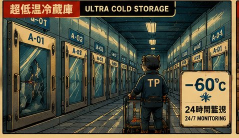 Ultra cold storage corridor at minus sixty degrees
