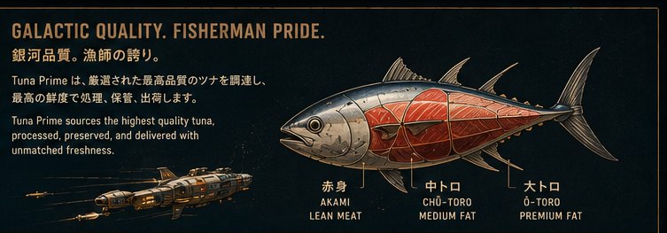 The tuna cut chart: akami, chū-toro, ō-toro