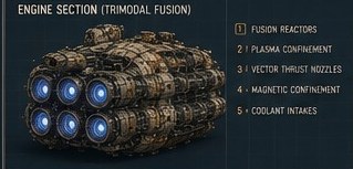 Trimodal fusion engine section detail