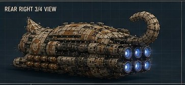 Loaf-class freighter rear-right three-quarter view