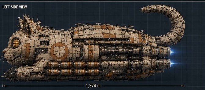 Complete Loaf-class freighter left-side elevation